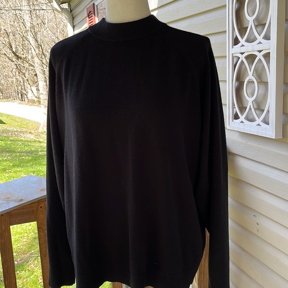 Flawless! Stitches in June Perfectly Black Faux-turtleneck Sz 1X, Full coverage
